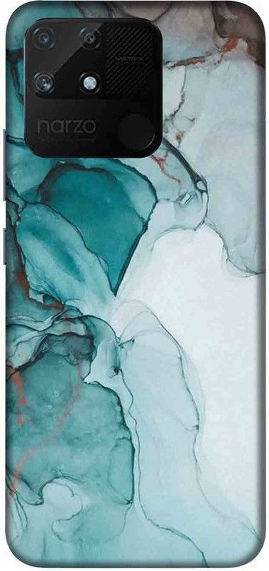 NDCOM Back Cover for Realme Narzo 50A Blue Green Marble Printed  (Multicolor, Hard Case, Pack of: 1)