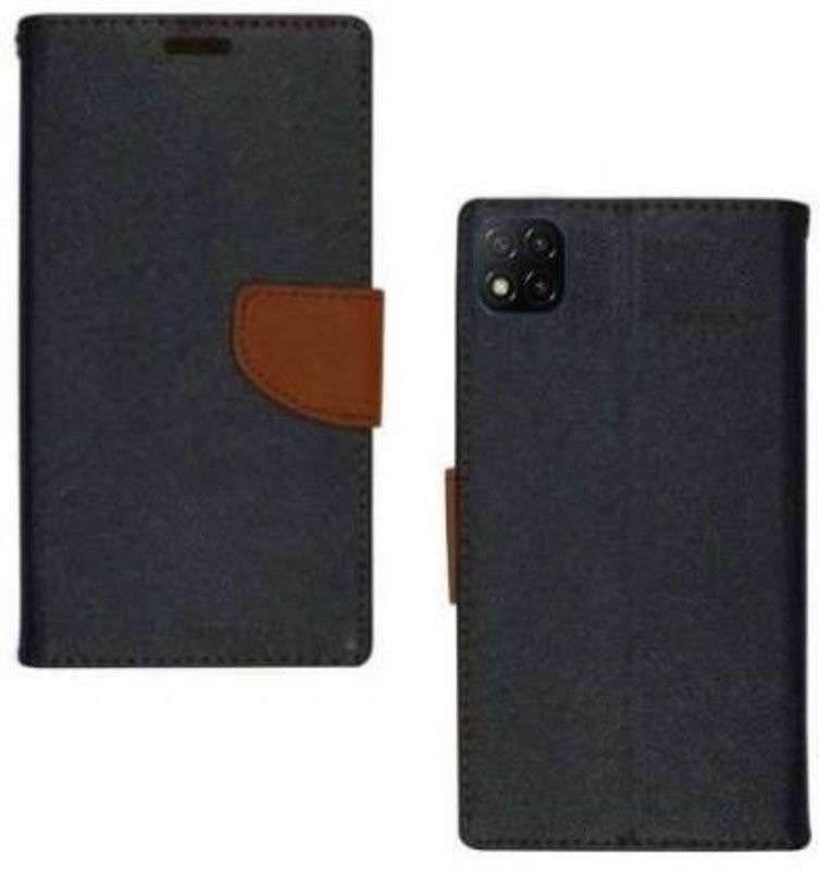 JustAmaze Flip Cover for Poco C3  (Brown, Dual Protection, Pack of: 1)