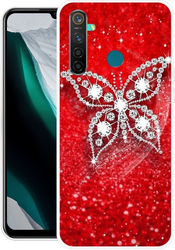 BAGRA Back Cover for Realme 5 Pro  (Red, Silver, Grip Case, Silicon)