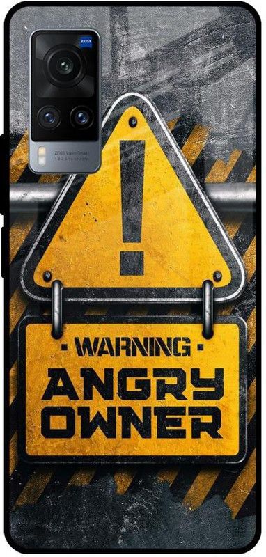 QRIOH Glass Back Cover for Vivo X60  (Black, Yellow, Grip Case, Silicon, Pack of: 1)