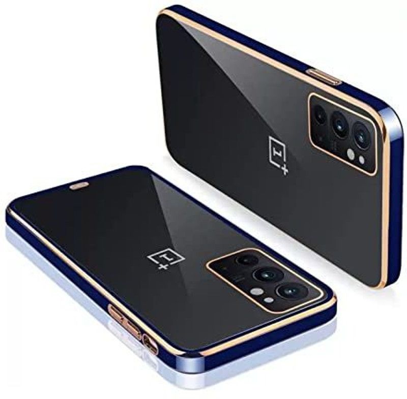 Urban Tech Back Cover for OnePlus 9rT |Electroplated Silicon Golden Plating Crystal Clear Case  (Blue, Grip Case, Pack of: 1)