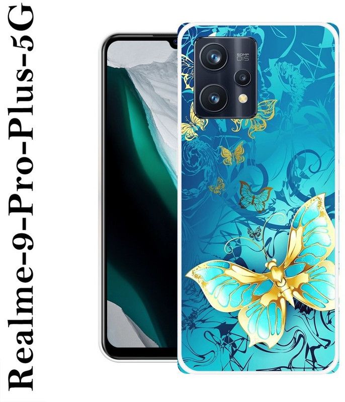 JATLAND Back Cover for Realme 9 Pro Plus 5G  (Blue, Gold, Grip Case, Silicon)
