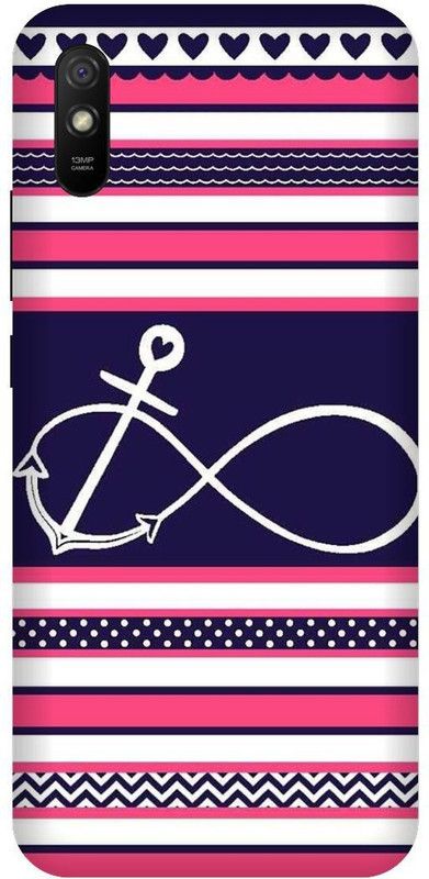 UMPRINT Back Cover for Redmi 9i/MZB0814IN Pink, Design, Blue Line Printed Back Cover  (Multicolor, Hard Case, Pack of: 1)