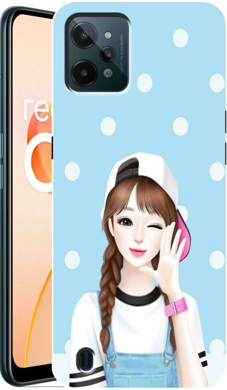 BUYMORE Back Cover for Realme C31  (Blue, White, Grip Case, Silicon, Pack of: 1)