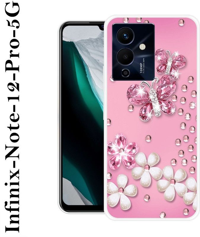 JATLAND Back Cover for Infinix Note 12 Pro 5G  (Pink, White, Grip Case, Silicon)