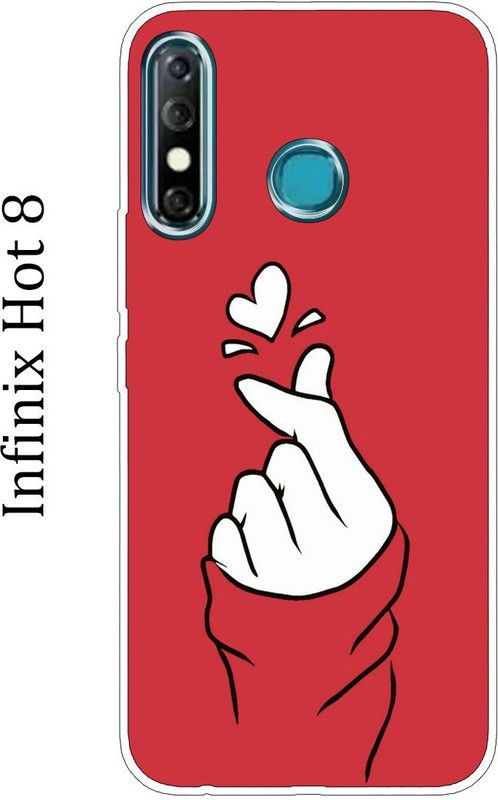 Gabroo Back Cover for Infinix Hot 8  (Red, White, Silicon, Pack of: 1)