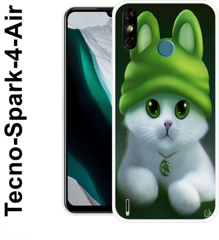 KLC Back Cover for Tecno Spark 4 Air  (White, Green, Silicon)