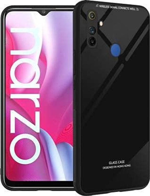 Yebhi Online Back Cover for Realme Narzo 10A |Premium Quality Glass| Stunning Look| Slim Fit  (Black, Grip Case, Pack of: 1)
