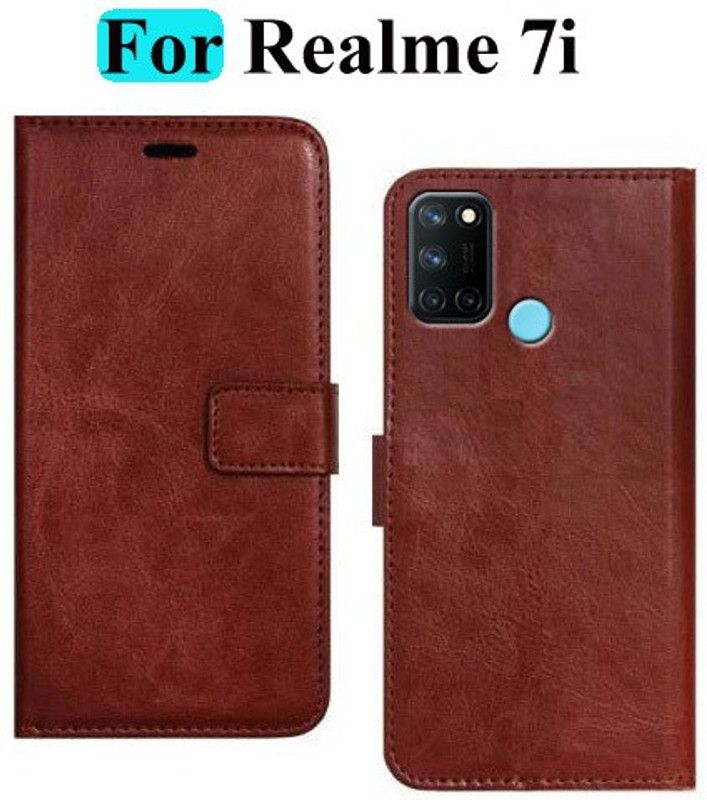 Mashgul Flip Cover for Realme 7i  (Brown, Grip Case, Pack of: 1)