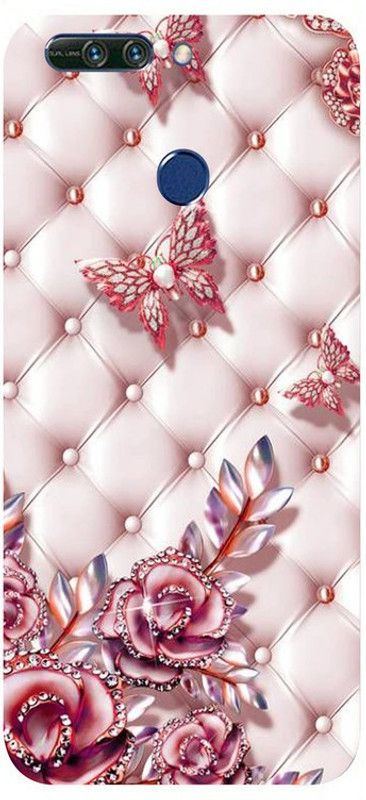 Skyhawk Back Cover for honor 8 Pro Red Butterfly And Pink Rose  (Multicolor, Waterproof, Silicon, Pack of: 1)