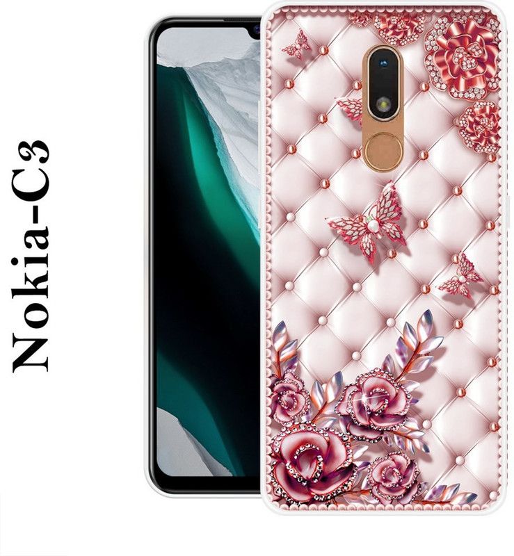 KLC Back Cover for Nokia C3  (Pink, Grip Case, Silicon)
