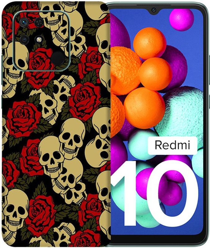 OggyBaba Redmi 10, Skull & Roses Mobile Skin  (Multicolor)