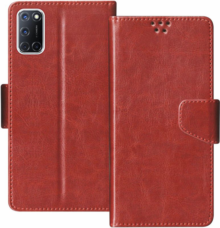 SBMS Flip Cover for Oppo A52, Oppo A72, Oppo A92  (Brown, Shock Proof, Pack of: 1)