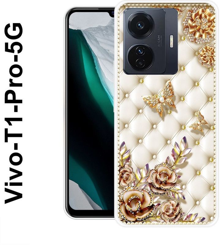 BAGRA Back Cover for Vivo T1 Pro 5G  (White, Gold, Silicon)