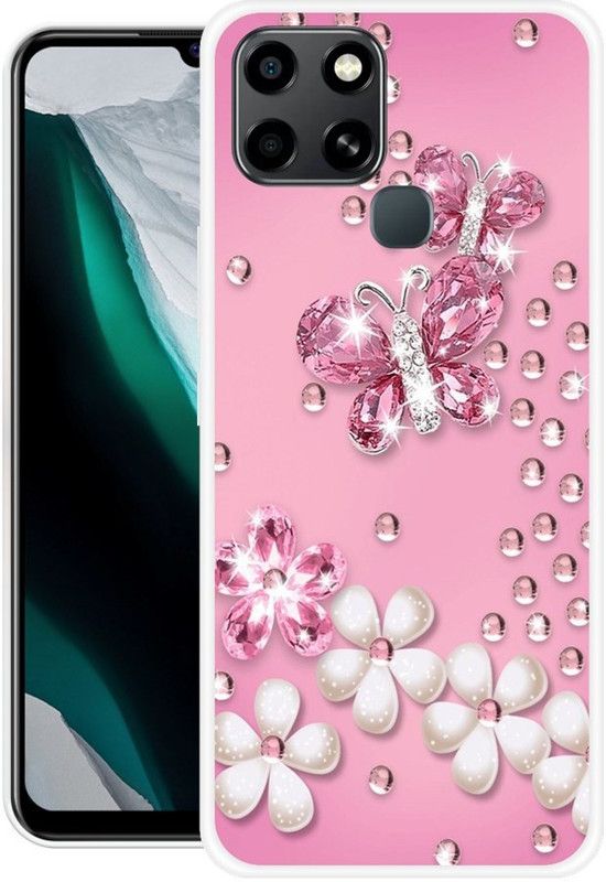 REALKING Back Cover for Infinix Smart 6  (Pink, White, Grip Case, Silicon)
