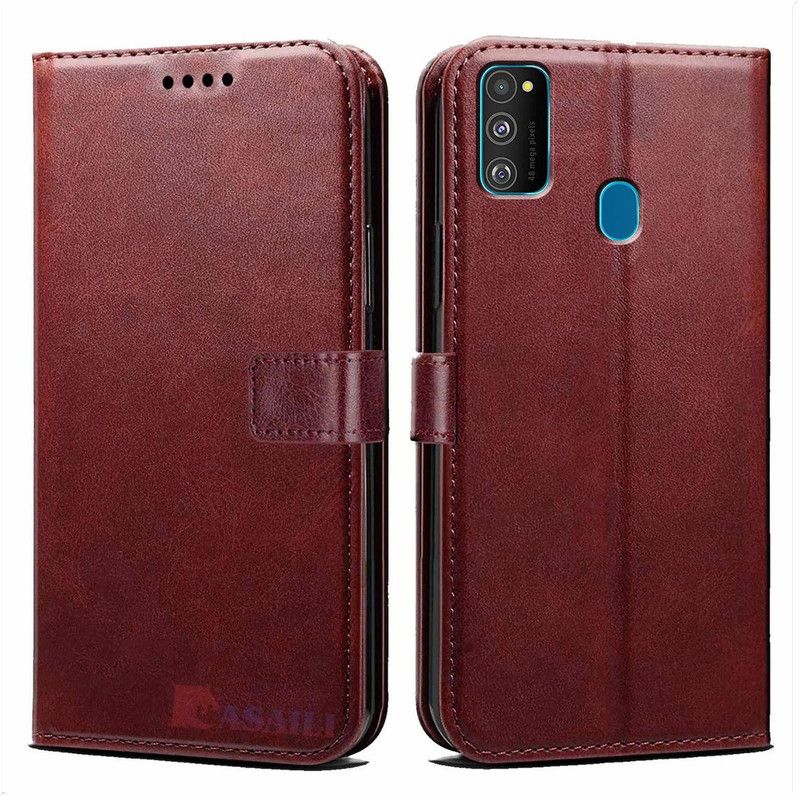 MobileMantra Flip Cover for Samsung M30s  (Brown, Dual Protection, Pack of: 1)
