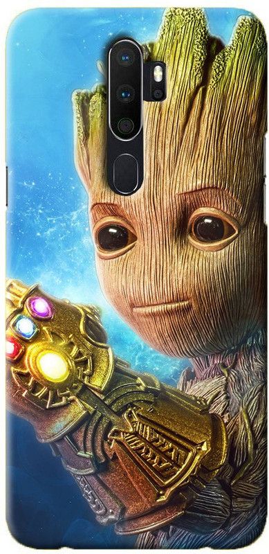 NDCOM Back Cover for OPPO A9 2020 Avengers End Game Groot With Gauntlet Printed  (Multicolor, Hard Case, Pack of: 1)