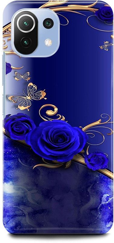 JUGGA Back Cover for Mi 11 Lite, GOLD, BLUE, HEART, FLOWER  (Blue, Hard Case, Pack of: 1)