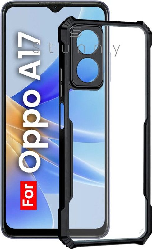 Stunny Back Cover for OPPO A17  (Transparent, Black, Shock Proof, Pack of: 1)