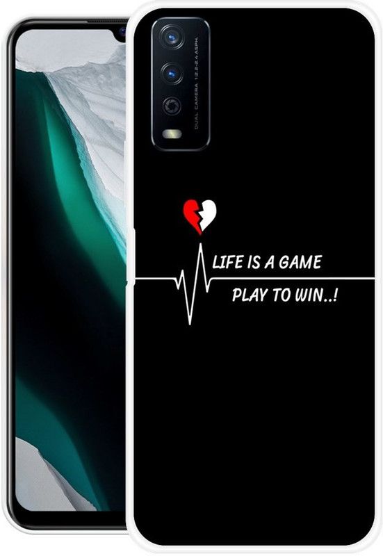 KUDI Back Cover for Vivo Y12s 2021  (Black, White, Silicon)
