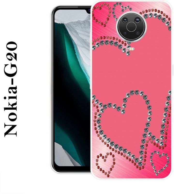 KUDI Back Cover for Nokia G20  (Pink, Silver, Grip Case, Silicon)