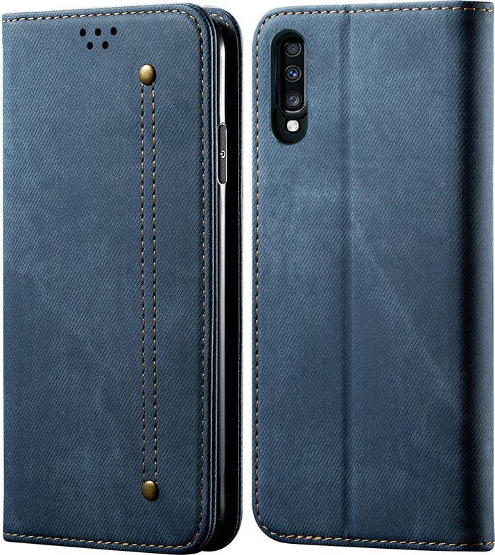 VeeGee Wallet Case Cover for Samsung Galaxy A70 / Galaxy A70s  (Blue, Magnetic Case)
