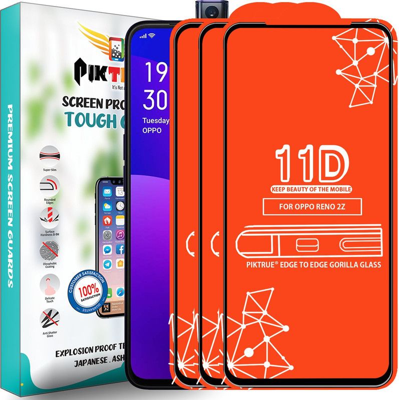 PikTrue Edge To Edge Tempered Glass for OPPO Reno 2z  (Pack of 3)