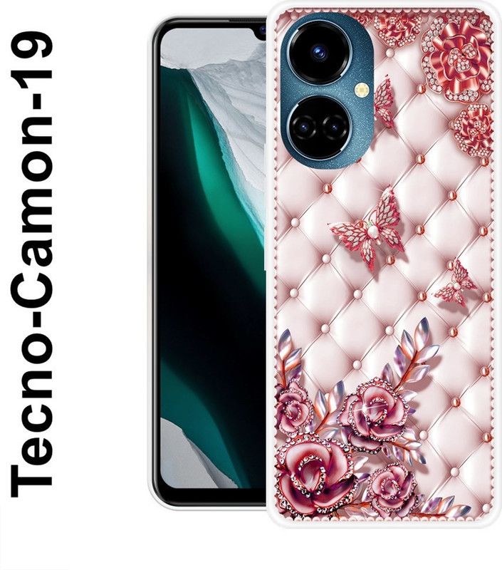 KUDI Back Cover for Tecno Camon 19  (Pink, White, Grip Case, Silicon)