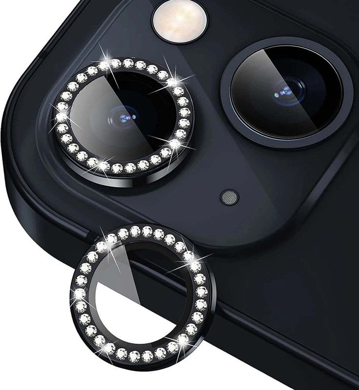 MOKPLZ Back Camera Lens Ring Guard Protector for APPLE IPHONE 14,14 PLUS DIAMOND (BLACK COLOUR)  (Pack of: 1)