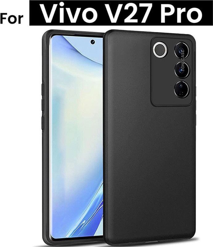FONECASE Back Cover for VIVO V27 PRO (5G), VIVO V27 Pro  (Black, Camera Bump Protector, Silicon, Pack of: 1)