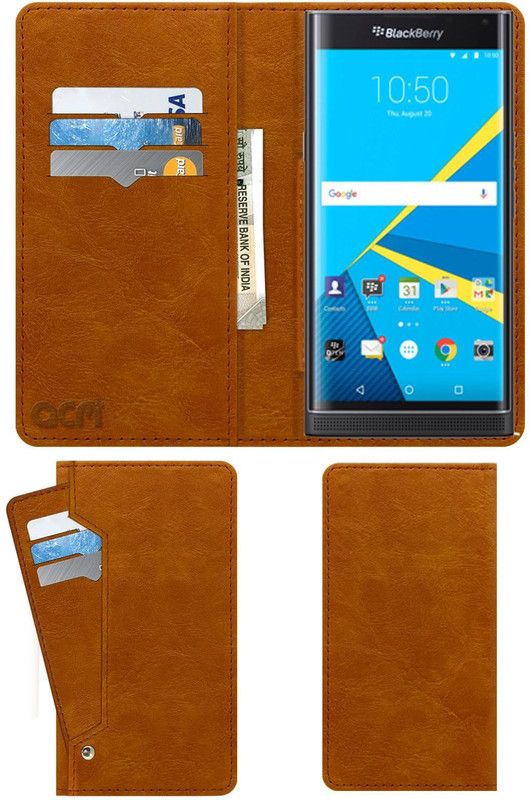 ACM Flip Cover for Blackberry Priv  (Gold, Cases with Holder, Pack of: 1)