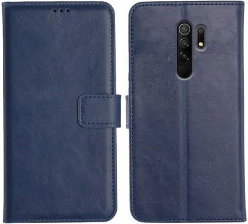 Luxury Counter Flip Cover for Xiaomi Redmi Poco M2 Premium Quality |Dual Stiched |Complete Protection| Back Cover  (Blue, Magnetic Case, Pack of: 1)