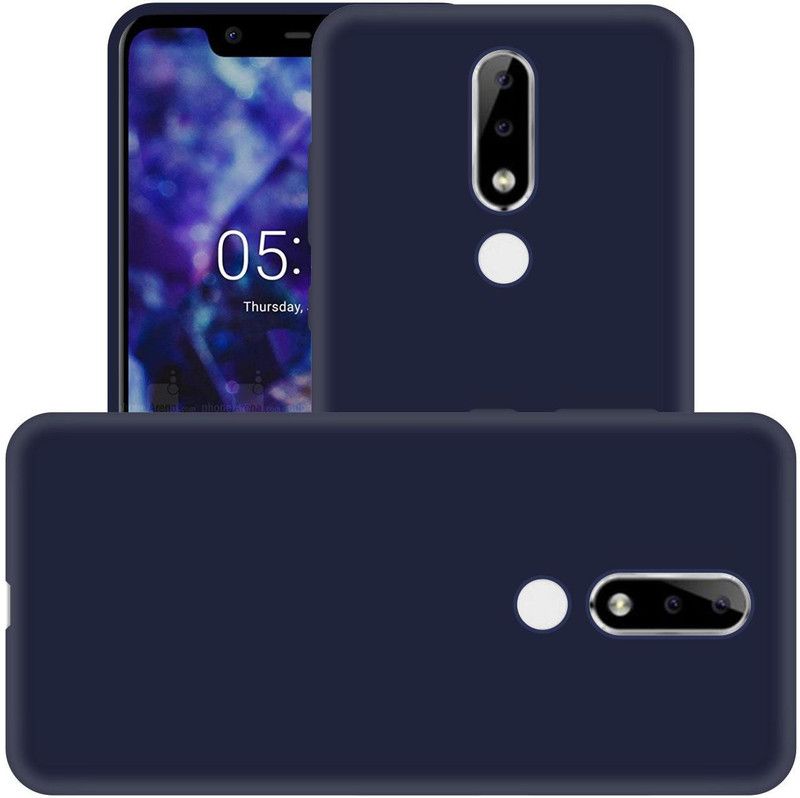 CASE CREATION Back Cover for New Nokia 5.1 Plus Matte Finish Case Clear Thin Soft Silicone Flexible TPU  (Blue, Grip Case, Pack of: 1)