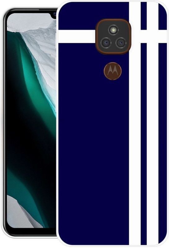 IKC STORE Back Cover for MOTO 7 PLUS  (Blue, White, Silicon)