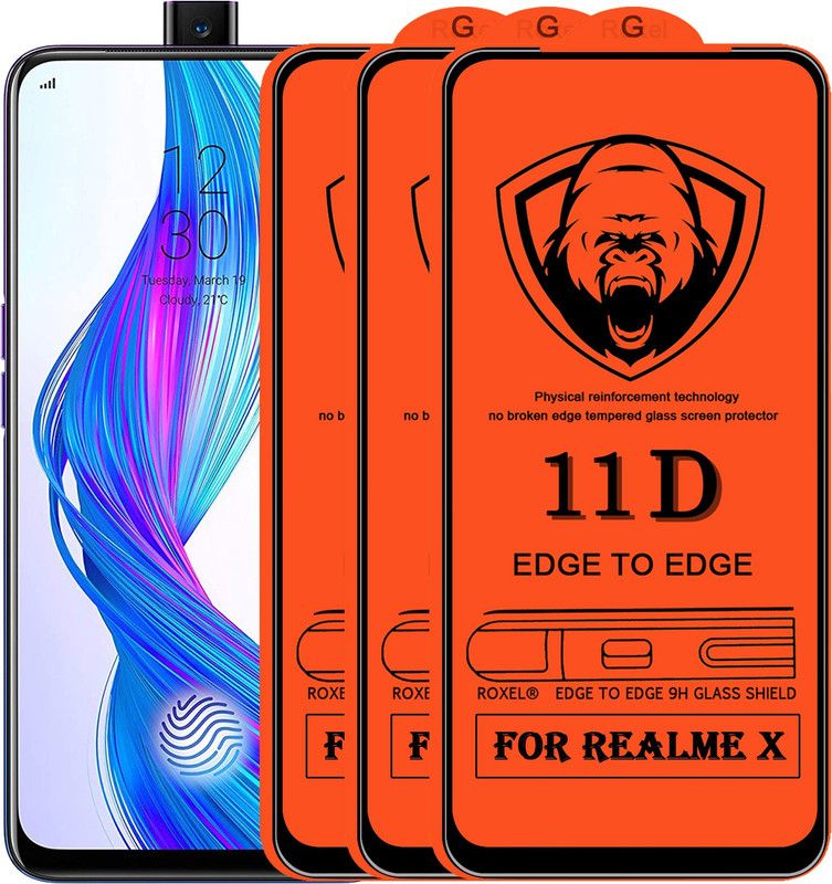 SoftTech Edge To Edge Tempered Glass for Realme X  (Pack of 2)