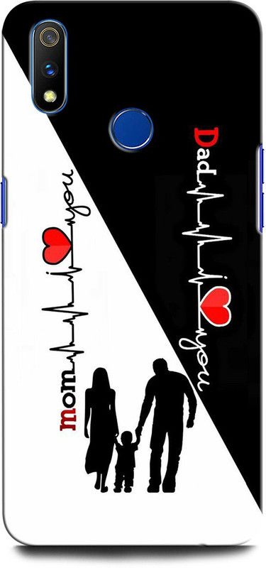 GRAFIQE Back Cover for Realme 3 MOTHER, MAA, FATHER, LIFE LINE, I LOVE MY MOM DAD  (Multicolor, Shock Proof, Pack of: 1)