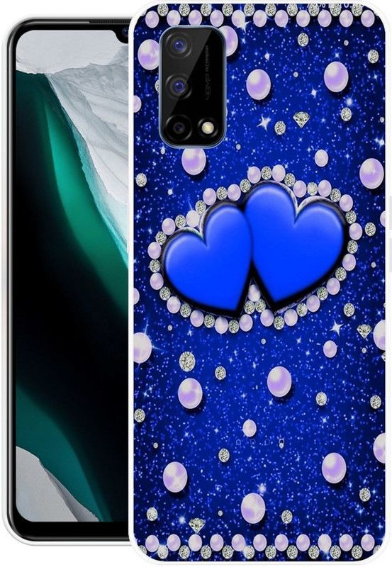 DESILOVE Back Cover for Realme Narzo 30 5G  (Blue, White, Grip Case, Silicon, Pack of: 1)