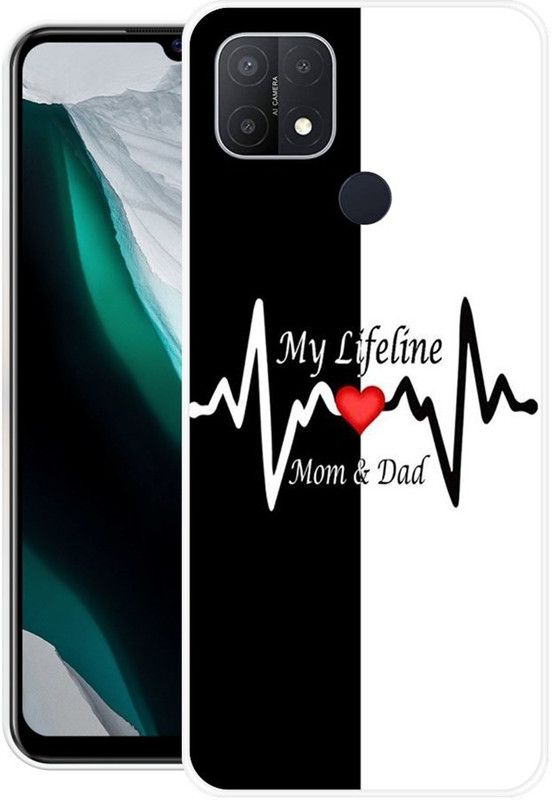Looy Back Cover for Oppo A15s  (White, Black, Flexible, Silicon, Pack of: 1)