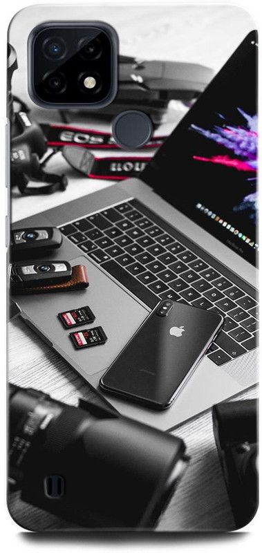 ORBIQE Back Cover for Realme C25Y RMX3265 LAPTOP, IPHONE, CAMERA, KEY  (Multicolor, Hard Case, Pack of: 1)