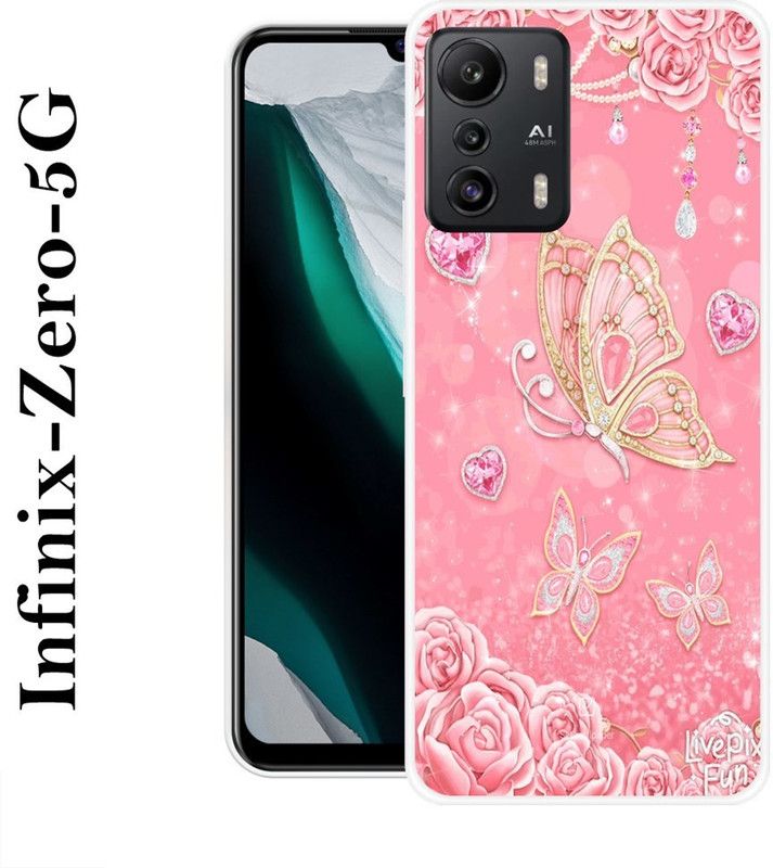 INDIALAND Back Cover for Infinix Zero 5G  (Pink, Gold, Silicon)