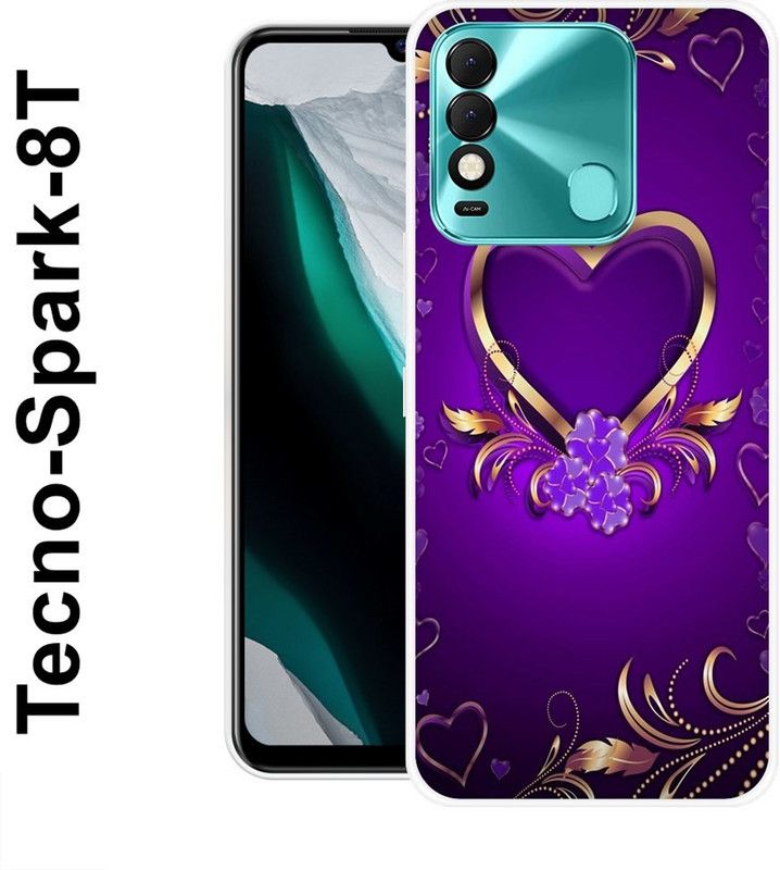 Sswastik Back Cover for Tecno Spark 8T  (Purple, Gold, Silicon)
