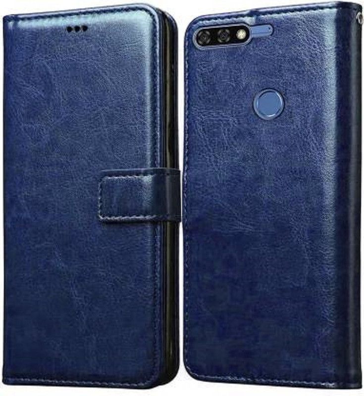 GoPerfect Flip Cover for Huawei Honor 7C |Shock Proof Flip Cover| Card Pockets Wallet & Stand  (Blue, Dual Protection, Pack of: 1)