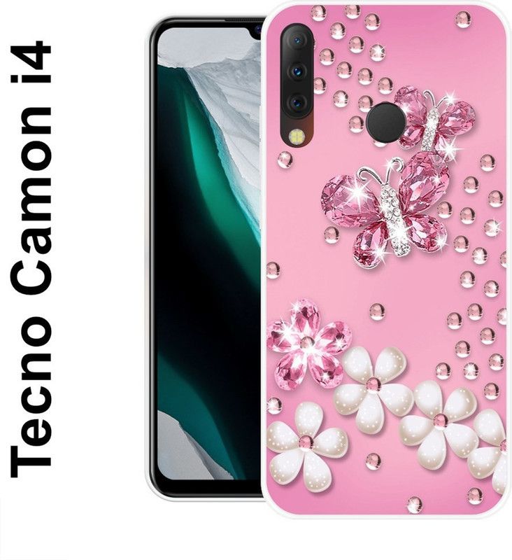 KLC Back Cover for Tecno Camon I4  (Pink, Silver, Grip Case, Silicon)
