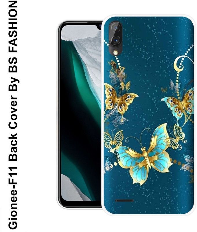 BSRAJ Back Cover for Gionee F11  (Blue, Gold, Grip Case, Silicon)