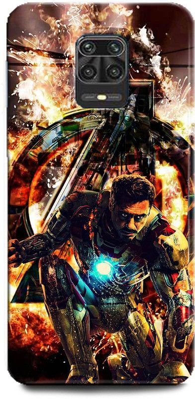 WallCraft Back Cover for Redmi Note 9 Pro Max IRON MAN, AVENGERS LOGO, SIGN, MARVEL, AVENGER, COMIC  (Multicolor, Dual Protection, Pack of: 1)