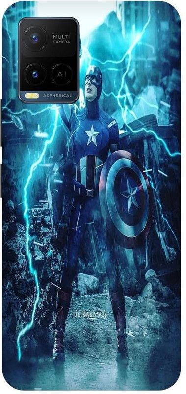 Bluvver Back Cover for Vivo Y21,V2111, Printed Captain America Sheild Superhero Back Cover  (Multicolor, Hard Case, Pack of: 1)