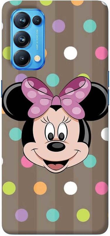 NDCOM Back Cover for OPPO Reno5 Pro Minnie Mouse Cute Face Printed  (Multicolor, Hard Case, Pack of: 1)