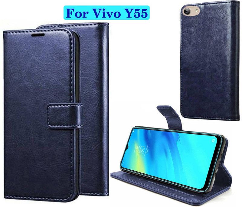 Nuvak Flip Cover for VIVO Y55  (Blue, Shock Proof, Pack of: 1)