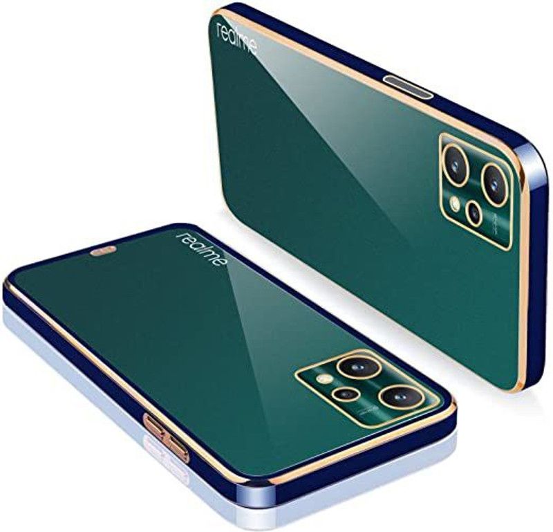 Urban Tech Back Cover for Realme 9 Pro |Electroplated Silicon Golden Plating Crystal Clear Case  (Blue, Grip Case, Pack of: 1)