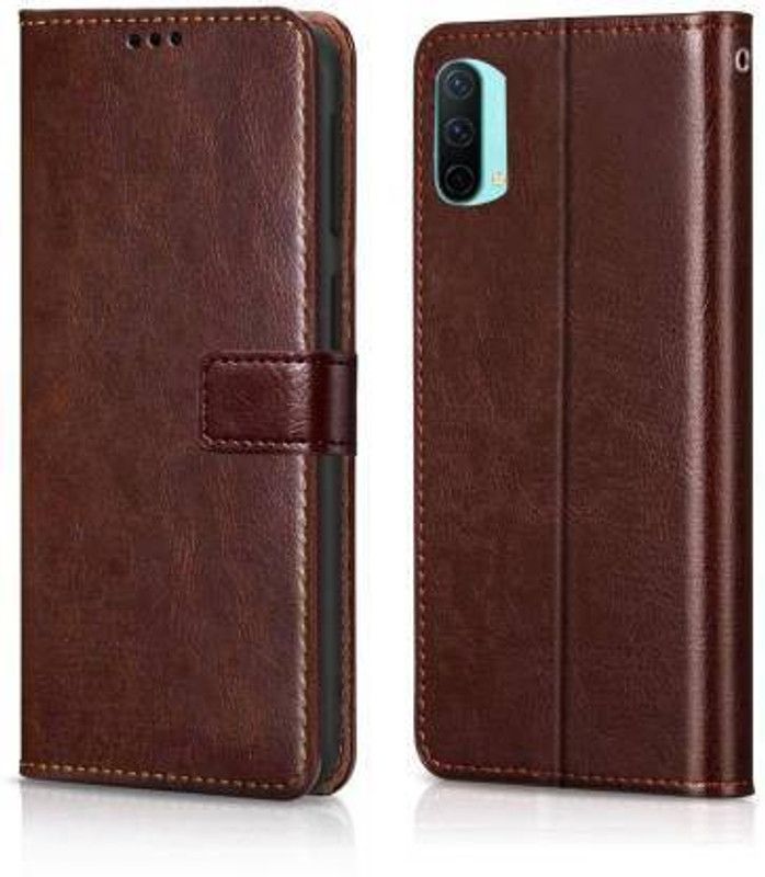 STARFUN Wallet Case Cover for OnePlus Nord CE 5G  (Brown, Shock Proof, Pack of: 1)